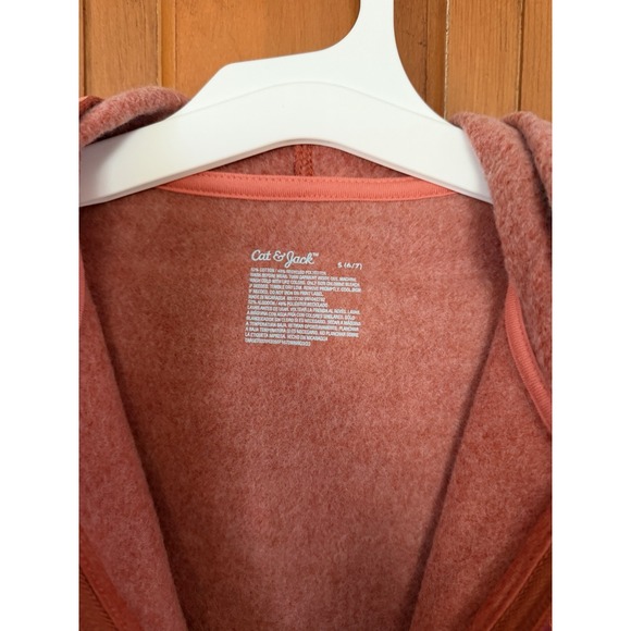 Carter's Girls' Cheetah/Animal Print Red Long Sleeve Zip-Up Fleece Hoodie Size S - Picture 3 of 6